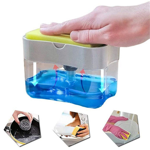 Practical soap dispenser with integrated sponge holder Practical soap dispenser with integrated sponge holder